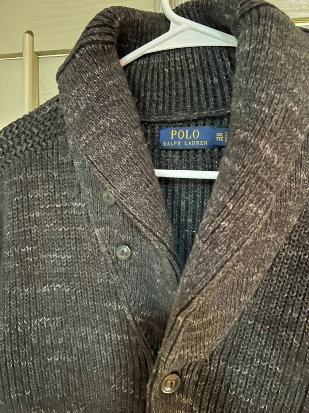 Polo by Ralph Lauren Gray/White Accents Shawl Collar Cardigan XXL/TTG